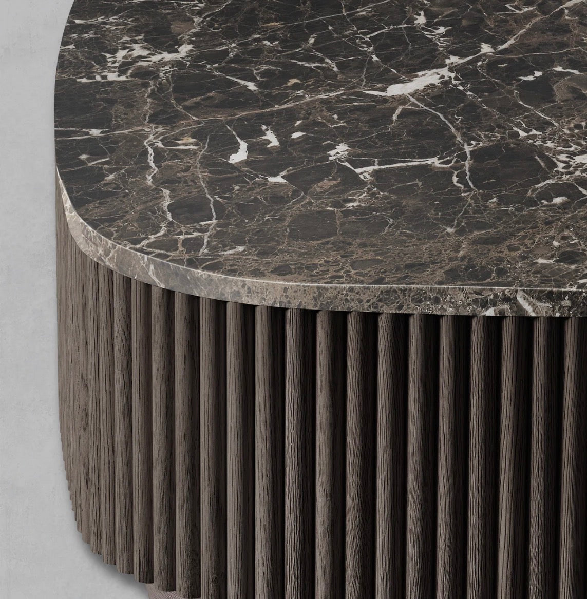 Alora Mermer Detaylı Ahşap Orta Sehpa