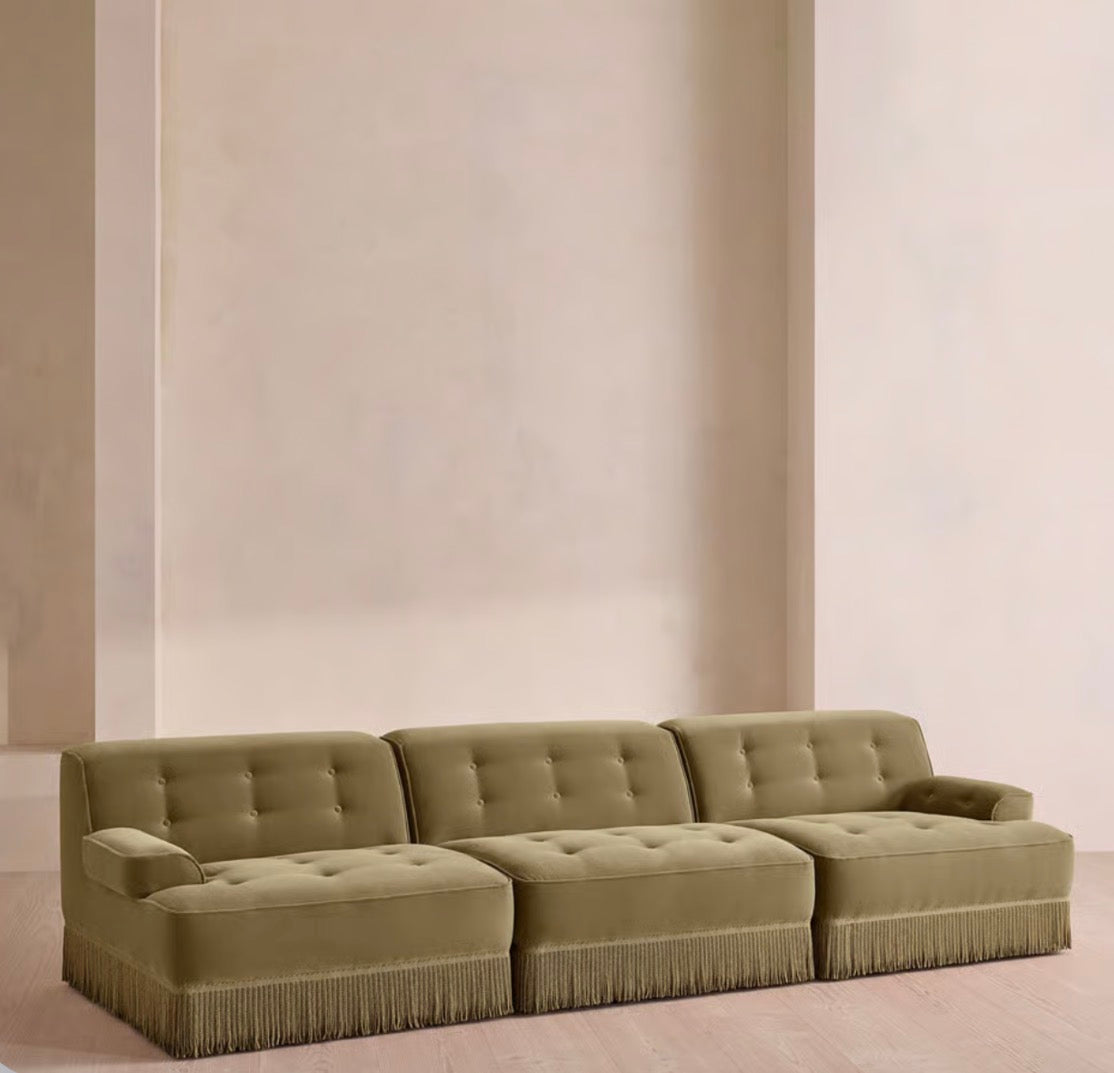 Elena Püsküllü Modüler Kadife Koltuk