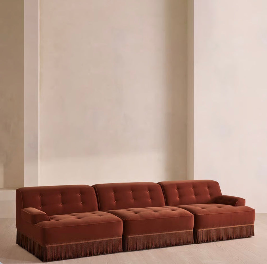 Elena Püsküllü Modüler Kadife Koltuk