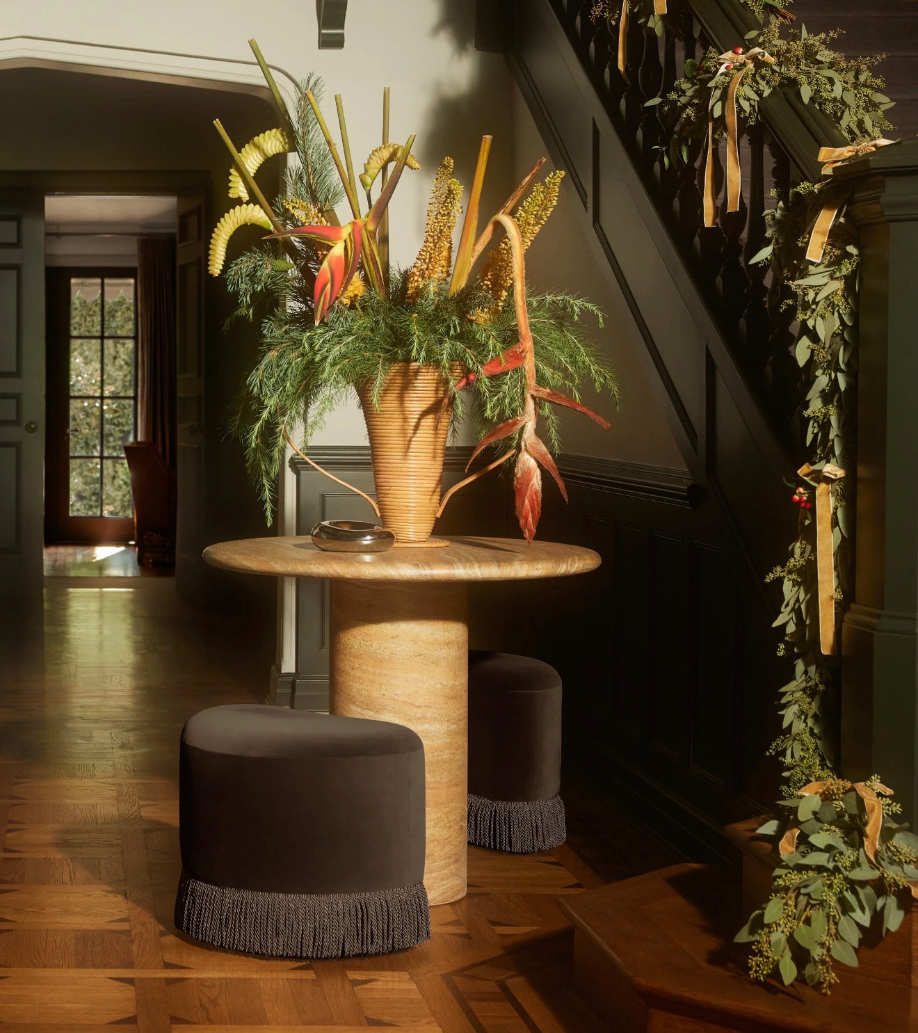 Teren Kadife Püsküllü Puf