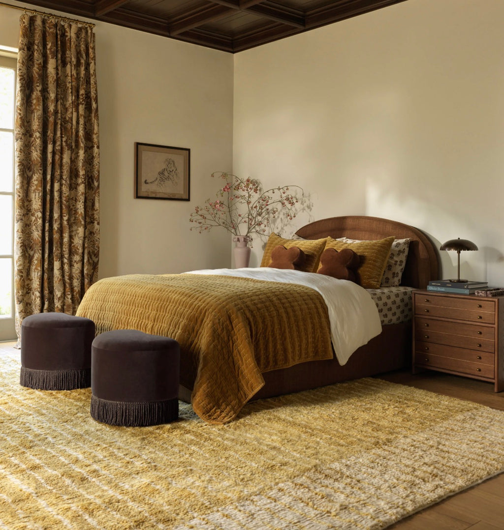 Teren Kadife Püsküllü Puf